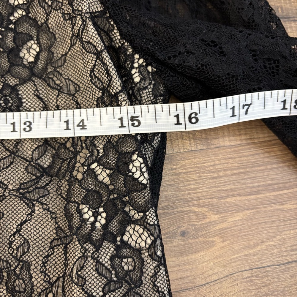 Alice Olivia Deena Drop Waist Lace Dress Black Natural Long Sleeve - Picture 8 of 9